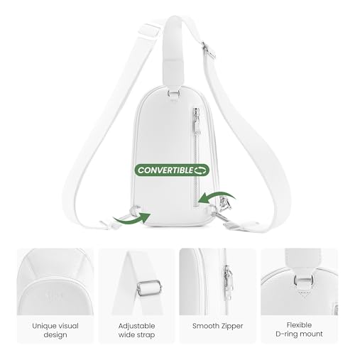 befen Genuine Leather Sling Bag for Women Anti Theft Crossbody Chest Bags Leather Fanny Packs for Travel with RFID Card Slots - color: White