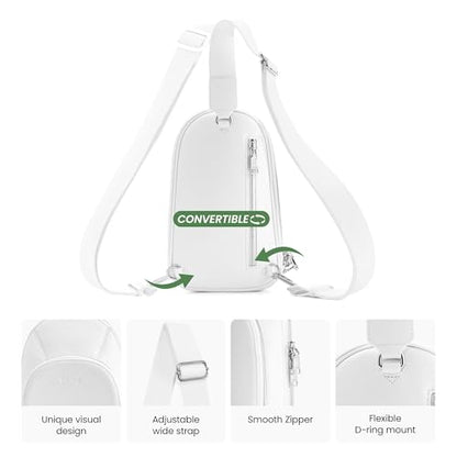 befen Genuine Leather Sling Bag for Women Anti Theft Crossbody Chest Bags Leather Fanny Packs for Travel with RFID Card Slots - color: White