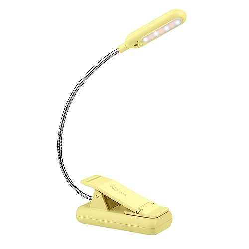 VAVOFO Rechargeable Book Light for Reading in Bed Kids, 7 LED Reading Light with 9-Level Warm Cool White Daylight, Eye Care Lamp with Power Indicator for Bookworms (Yellow) - color: Yellow