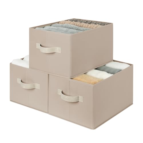 StorageWorks Closet Organizer Storage Baskets, Fabric Storage Bins for Shelves, Closet Organization and Storage Basket, Organizer Bins, Light Brown, 3-Pack, Large - color: Light Brown, size: Large