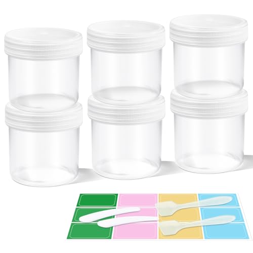 DEMORA Small Travel Containers Plastic Jars with Lids for Creams, Refillable TSA Approved Travel Size Containers for Lotion Makeup Cosmetic Toiletries Ointments, PP, BPA Free (Clear, 3.4 oz, 6 Pcs) - color: Clear, size: 3.4 oz