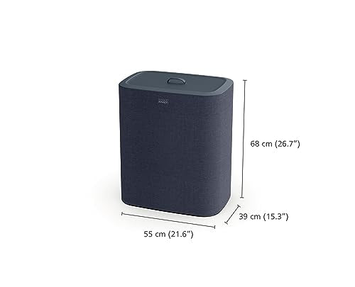 Joseph Joseph Tota Trio 90 liter/23.8 gallon Laundry Hamper Separation Basket with lid, 3 Removable Washing Bags with Handles- Dark Blue - color: Dark Blue, style: Trio Compartment 90L
