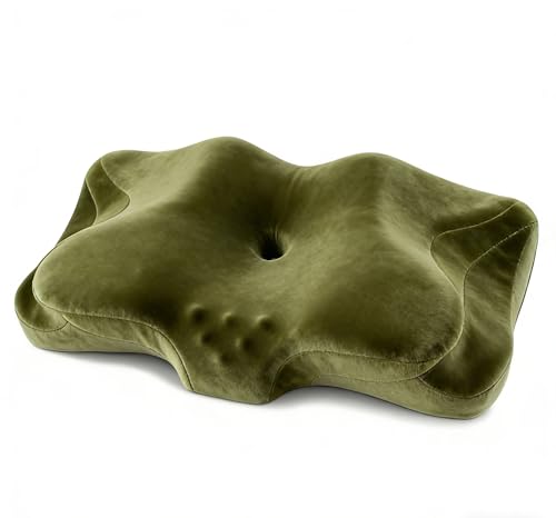 Cervical Pillow for Neck Pain Relief - Cooling Ergonomic Memory Foam Pillows for Sleeping, Contour Neck Support Pillow for Side, Back, Stomach Sleepers with Anti-Pilling Pillowcase - color: Dark Green