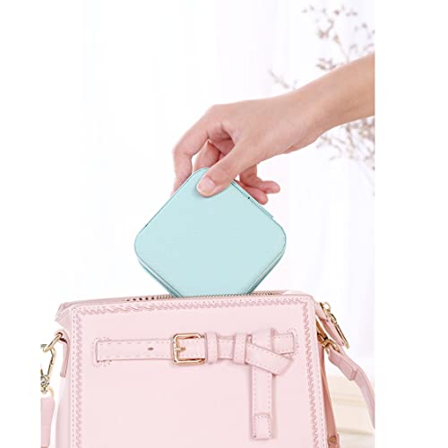 ZPROW Travel Jewelry Case, Mini Portable Jewelry Travel Boxes, Small Jewelry Organizer for Rings, Earrings, Pendants, Watches, Necklaces, Lipsticks Organizer Storage Holder Case (Cyan Blue) - color: A1 - Cyan Blue 1 Pack