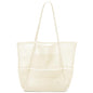 KPX Beach Bag with Mini Pocket, Summer Beach Tote Bags for Women Large Foldable Mesh Swimming Pool Travel Bags - Sandproof - color: Beige