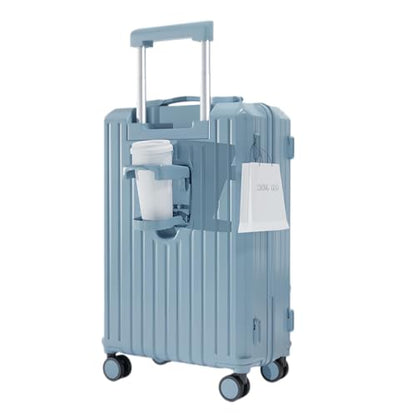 Carry-on Luggage with Cup Holder & USB Charging Port, Hard Side Luggage with Spinner Wheels, Lightweight Luggage for Travel, Business, School (Lake Blue, Carry-On 20-Inch) - color: Lake Blue