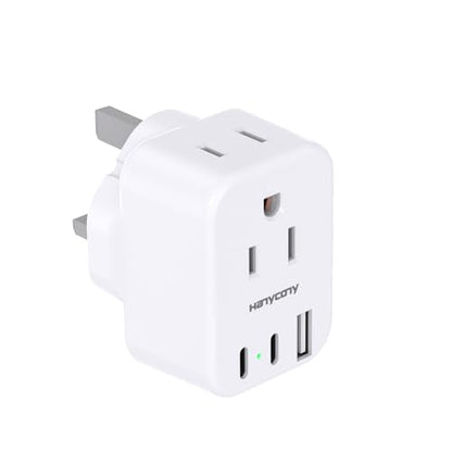 HANYCONY US to UK Ireland Travel Plug Adapter, Type G Travel Adapter 2 Outlets 3 USB Ports(2USB C), UK Power Adapter Converter for USA to Dubai England London Scotland British Kenya Irish Hongkong - style: Type G - UK Ireland