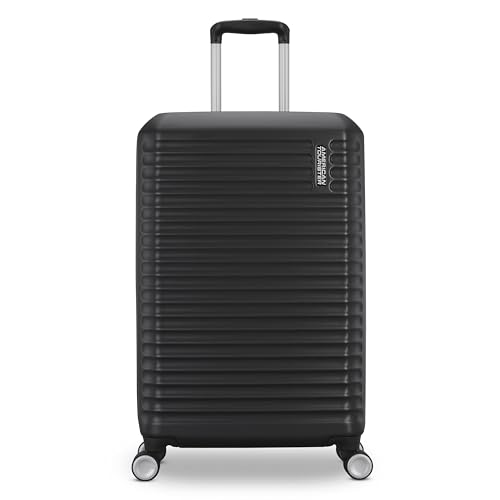 American Tourister Stratum 3.0 Medium 24-Inch Spinner, Airline Approved, Durable Hardside Luggage, Expands 1.5", RightHeight™ Adjustable Handle, Black - color: Black, size: Medium - Checked