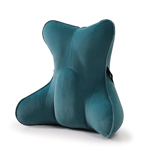 Lumbar Support Pillow (Pat. Pend) for Car Seat, Office Chair, Couch & Recliner, Ergonomic Back Support for Chair, Lower Back Pain Relief, with Adjustable Strap to Stay in Place, Slate Blue - color: Slate Blue