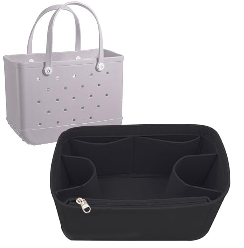 Lckaey Rubber Beach Bag Organizer Compatible with Bo Bag Tote,Divider Pouch for Bo Bags Accessories Felt Insert3018black-M - color: Black, size: Medium