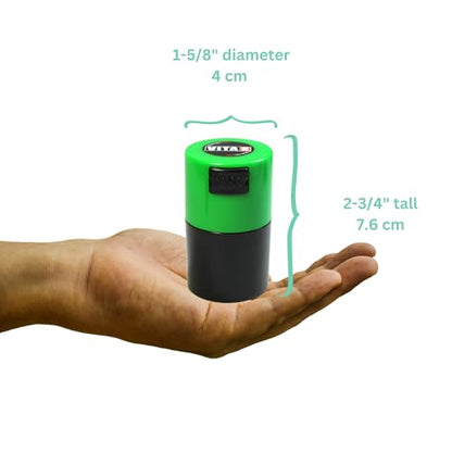 Tightpac Vitavac - 5g to 20 grams Airtight Multi-Use Vacuum Seal Portable Storage Container for Dry Goods, Food, and Herbs - Green Black - color: Green Black