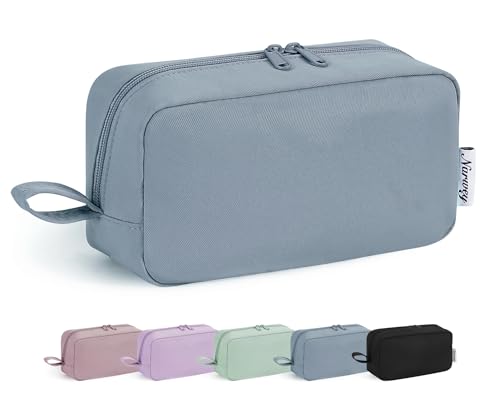 Narwey Cute Makeup Bag Small Toiletry Bag Travel Cosmetic Bag Organizer Make Up Bags with Organized Pockets for Women (Greyish Blue, Large) - color: AB-Greyish Blue, size: Large