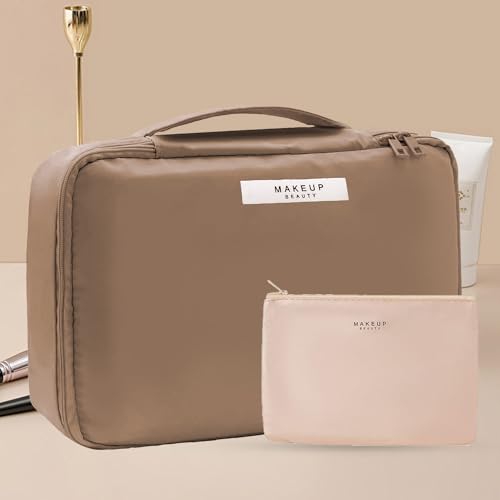 Queboom Travel Makeup Bag Cosmetic Bag Makeup Bag Toiletry bag for women and men (Coffee) - color: Coffee