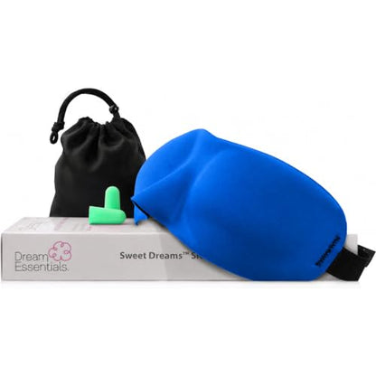 Dream Essentials Sweet Dreams Contoured Sleep Mask Kit, Royal Blue Eye Mask for Sleeping with Travel Pouch, Earplugs, Lash Space, Quick Release Strap, Light Blocking Travel Accessories Gift Set - color: Royal Blue