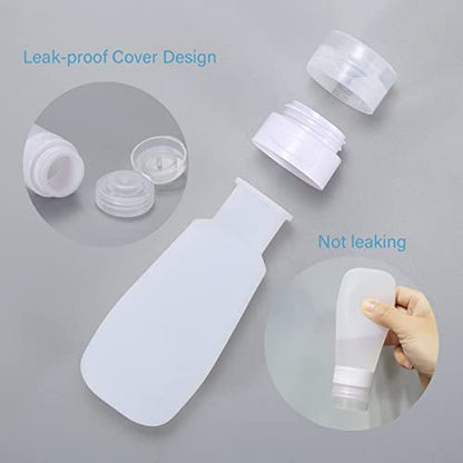 2 Pcs Silicone Travel Bottles,2oz Leak Proof Refillable Squeeze Containers with Transparent Carry Bag,Small Empty Travel Size Bottles for Shampoo,Conditioner,Lotion,Toiletries - color: 2oz Green White