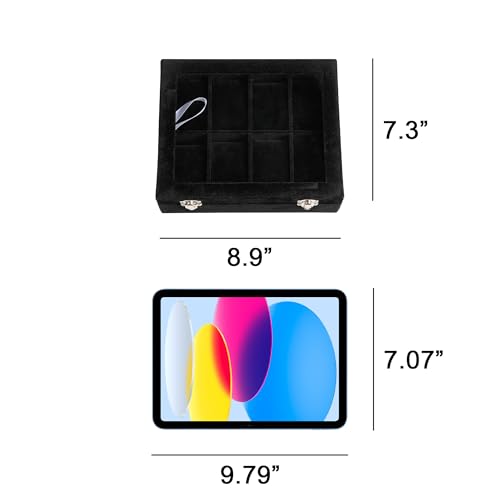 Frebeauty 8-Slot Watch Box,Velvet Watch Case with Glass Lid,Watch Organizer Box for Men and Women,Lockable Watch Storage,Watch Display Case,Ideal Gift(Black) - color: Black, size: 8 Slots