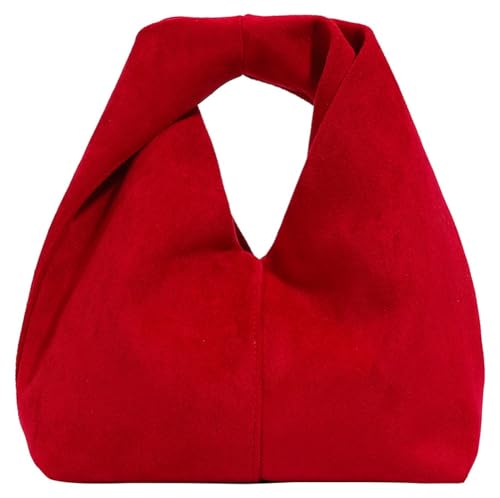 Slouchy Suede Crescent Crossbody Purses Women Cute Hobo Bags Trendy Satchels Underarm Shoulder Bag Travel Tote Handbag 2026 - color: A Suede Red-no Strap