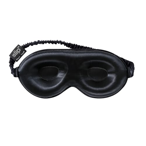 slip Contour Sleep Mask | 100% Pure Mulberry Silk, Ultra Soft | Contoured Design, Prevents Eye Pressure | Adjustable Strap, Ideal for Travel - Black - color: Black