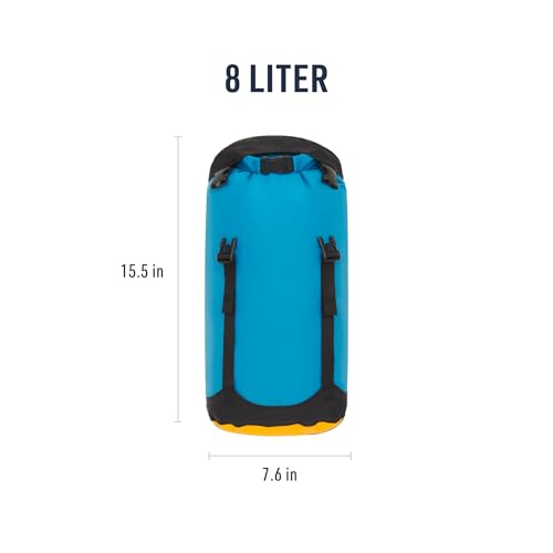 Sea to Summit eVac Compression Dry Bag, Waterproof Compression Sack, 8 Liter, Turkish Tile Blue - color: Turkish Tile Blue, style: 8 Liter