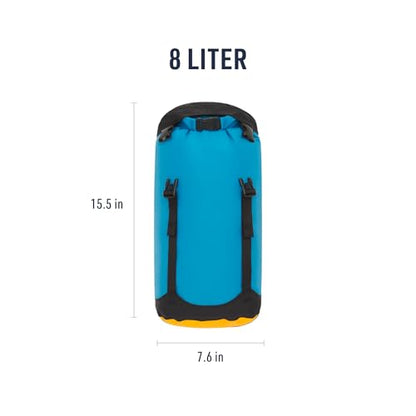 Sea to Summit eVac Compression Dry Bag, Waterproof Compression Sack, 8 Liter, Turkish Tile Blue - color: Turkish Tile Blue, style: 8 Liter