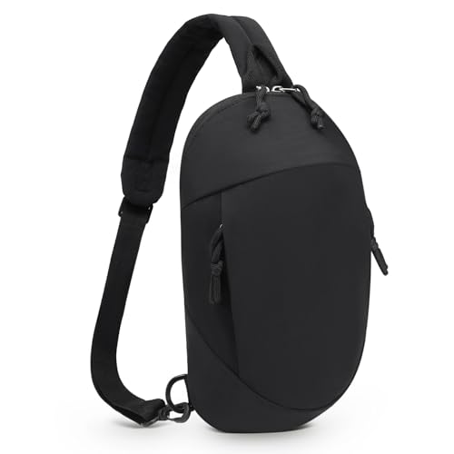 Small Sling Bag with RFID Blocking, Mini Fanny Pack for Women and Men, Convertible Crossbody Anti Theft Chest Bag for Travel Hiking Running, Black - color: Black