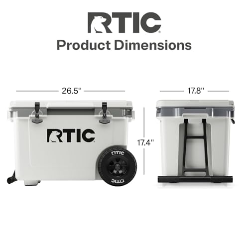 RTIC 52 Quart Ultra-Light Wheeled Hard Cooler Insulated Portable Ice Chest Box for Beach, Drink, Beverage, Camping, Picnic, Fishing, Boat, Barbecue, 30% Lighter Than Rotomolded Coolers - color: Patriot