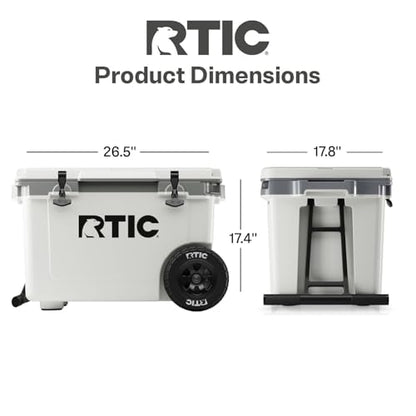 RTIC 52 Quart Ultra-Light Wheeled Hard Cooler Insulated Portable Ice Chest Box for Beach, Drink, Beverage, Camping, Picnic, Fishing, Boat, Barbecue, 30% Lighter Than Rotomolded Coolers - color: Patriot
