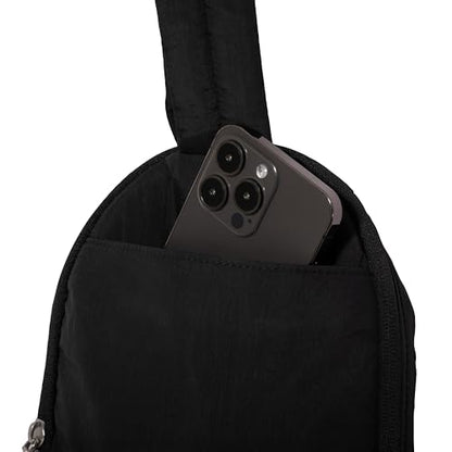 Baggallini Swift Sling - Lightweight 7.25"x 12.5" Crossbody Sling Backpack with Convertible - color: B-lite Black