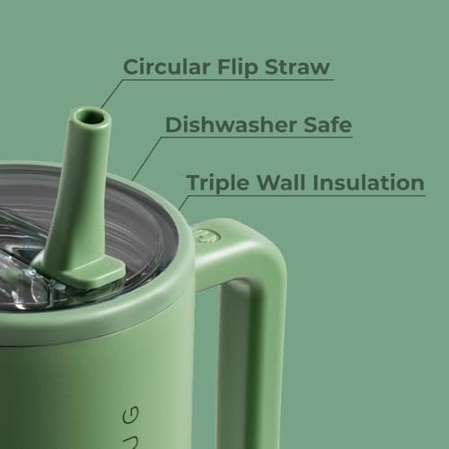 HydroJug Traveler - 40 oz Water Bottle with Handle & Flip Straw - Fits in Cup Holder, Leak Resistant Tumbler-Reusable Insulated Stainless Steel & Rubber Base - Gifts for Women & Men, Sage - color: Sage, size: 40oz