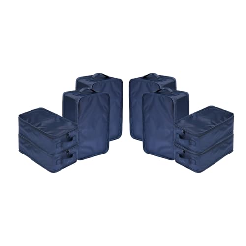 Travel Shoe Bags, Foldable Waterproof Shoe Pouches Organizer-Double Layer (8 Navy Shoe Bags) - color: Navy, size: 8 Packs