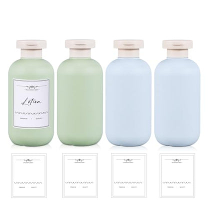 10 oz Plastic Travel Shampoo Bottles, Refillable Flip Cap Squeeze Bottles for Toiletries, Large Leakage-proof Travel Shampoo and Conditioner Container (Blue and Green) - color: Green+Blue, size: 300ml/10 oz
