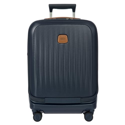 Bric's Taormina Ultra-Light Carry-On Spinner – Airline Approved Expandable Hard Shell Suitcase with TSA Lock, Anti-Tamper Zippers & Built-In USB Port - 21 Inch with Pocket, Blue - color: Blue, size: Carry-On w/ Front Pocket
