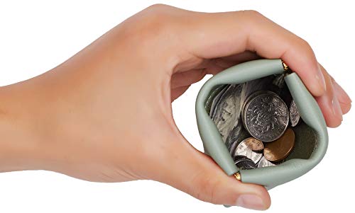 Travelambo Leather Squeeze Coin Purse Pouch Change Holder For Men & Women - color: Access Green Blooming