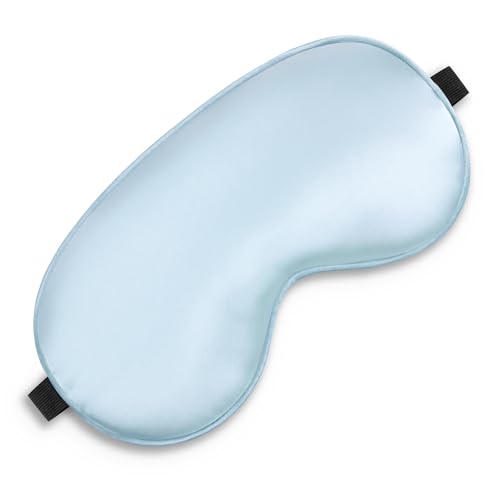 Sleep Mask, Silk Eye Mask for Sleeping with Adjustable Strap, Blindfold Eyeshade for Men & Women, Comfortable & Soft Eye Cover Eyeshade for Night Sleep (Light Blue) - color: Light Blue