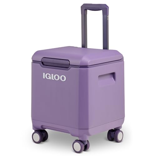 Igloo Tag Along Too Coolers | Insulated Hard Shell Picnic Style Cooler | Rolling Ice Chest - color: Dusted Grape, style: Spinner 360