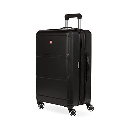 SwissGear 8090 Hardside Expandable Luggage with Spinner Wheels, Black, Checked-Medium 24-Inch - color: Black, size: Checked-Medium 24-Inch