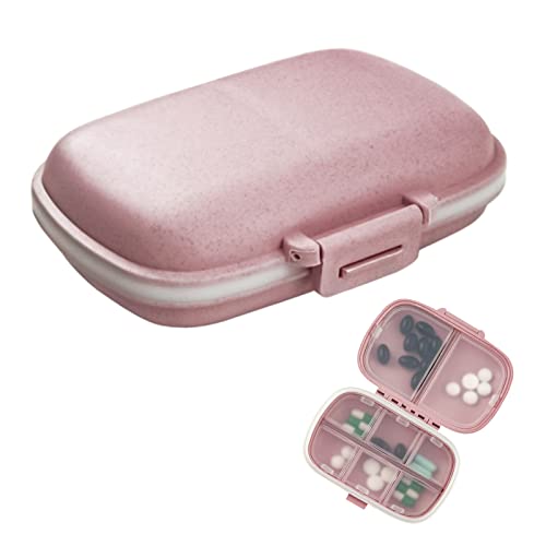 1Pack Travel Pill Organizer, 8 Compartments Portable Pill Case, Small Pill Box for Pocket Purse Portable Medicine Vitamin Container Pink - color: Pink