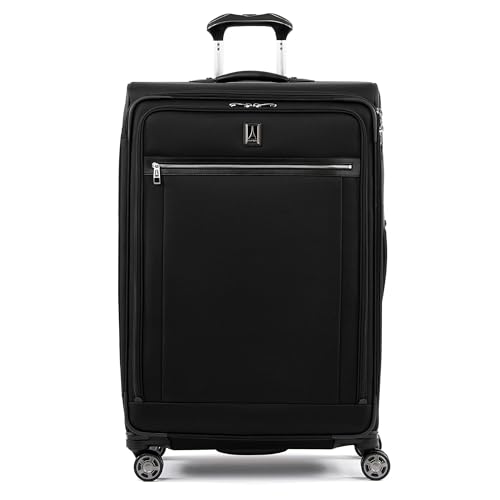 Travelpro Platinum Elite Softside Expandable Checked Luggage, 8 Wheel Spinner Large Suitcase, TSA Lock, Men and Women, Shadow Black, Checked Large 29-Inch - color: Shadow Black, size: Checked-Large 29-Inch