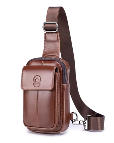 Rainbow Horse - Genuine Leather Mini Sling Bag, Small Chest Bag for Men, Suitable for Outdoor Travel and Daily Commuting