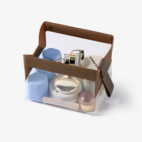 Cadence Parcel - Clear Kit with Magnetic Closure - Durable and Leak-Resistant Travel Toiletry Kit - TSA-Compliant & Modular Design - Hygiene Bag for Travel Essentials - 1 Qt - Chestnut - color: Chestnut, size: Medium