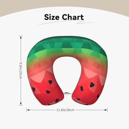 Gradient Watermelon Memory Foam Travel Pillow Soft Comfortable Neck Pillow U-Shaped Head Support Pillow Travel Accessories for Sleeping Rest Airplane Car and Office