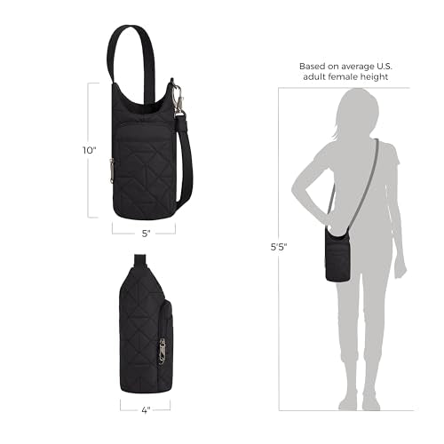 Travelon Anti-Theft Boho Insulated Water Bottle Tote - color: Black