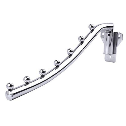 Folding Clothes Rack Wall Mount, 7 Holes Wall Mounted Clothes Drying Rack Stainless Steel, Heavy Duty Metal Laundry Room Hooks CollapsIble Garment Rack Great for Bathrooms, Balconies, Wardrobes, RVs - size: 7 HOOKS x 1