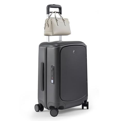 Hang Safe Checked Luggage 24 inch,PC Hard Shell Lightweight Zipperless Suitcases,360° Spinner Wheels,TSA Locks USB Charging Port,Top Travel Seat,Checked-Medium 80L Grey - color: Grey, size: 24 inch