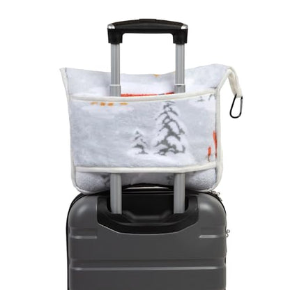 Carstens, Inc. Travel Blanket, Premium Compact 2-in-1 Airplane Blanket/Pillow, Snowy Cabin - color: Snowy Cabin