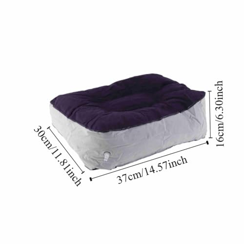 Footrest with Air Pump - Soft Flocking Adjustable Height Leg Support Cushion for Travel, Office & Home Use,37x30x16cm/14.57x11.81x6.30in(Purple＋Grey) - color: Purple＋grey