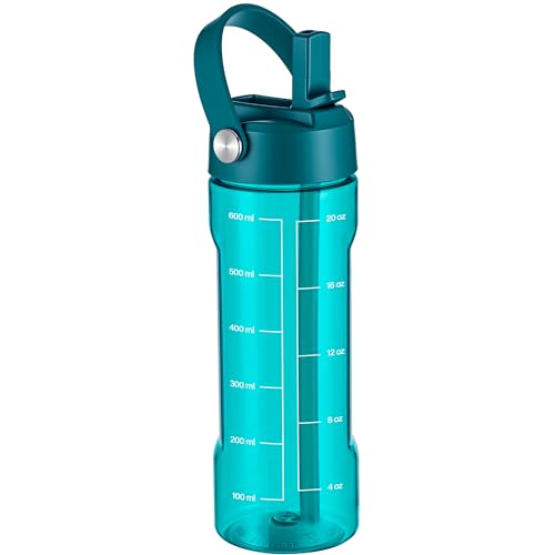 GOPPUS 20oz Clear Water Bottle with Flip Straw, Lightweight, Leakproof, Easy Carry and BPA-Free, Tritan Water Bottlefor Sport, Travel, Outside (Green) - color: Green, size: 20 Ounces