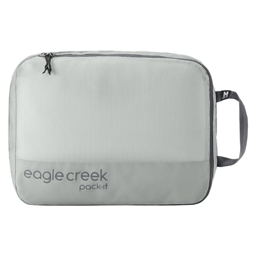 Eagle Creek Pack-It Reveal Clean/Dirty Cube M - Water-Resistant Dual Compartment Packing Cube With Internal Divider for Clean & Dirty Clothes - Travel Essentials - Storm Grey - color: Storm Grey
