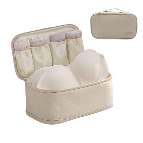 Travel Underwear Organizer Bag Packing Cube Storage Bag Recycled Polyester Lingerie Bra Socks Bag Toiletry Bag,Khaki 6# - color: Khaki 6#(Like beige color)