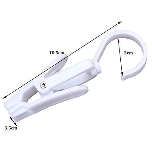 Super Strong Swivel Hanging Hooks - Laundry & Curtain Clips, Clothes Pins - Beach Towel Clips, 4.3-inch, White (10-pack) - color: White